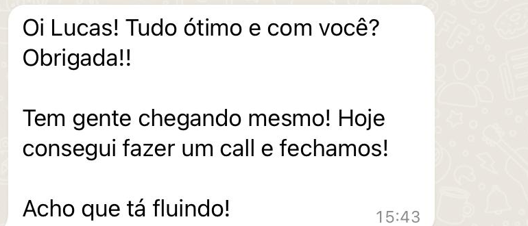 Print de depoimento real de cliente