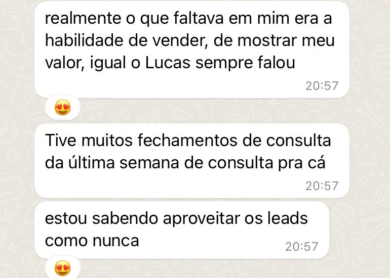 Print de depoimento real de cliente